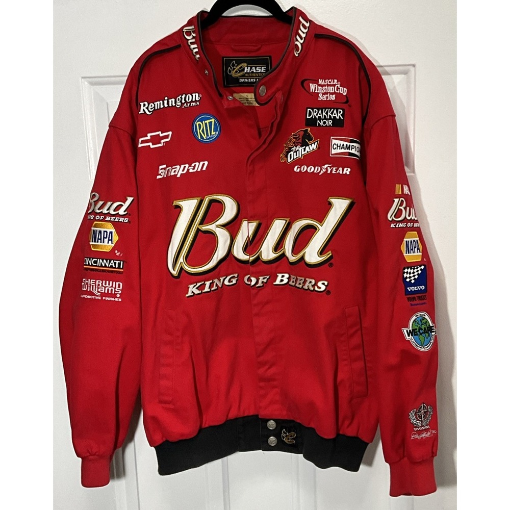 NASCAR Chase Authentics Dale Earnhardt Bud Budweiser Jacket Vintage Men's Large